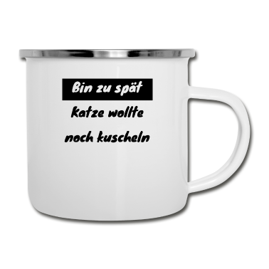 Katzen Emaille Tasse - katze - Katze wollte kuscheln