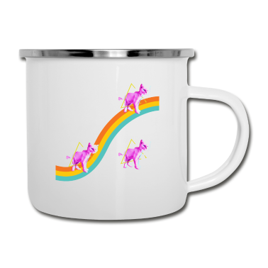 Katzen Emaille Tasse - Katzen Regenbogen Katze