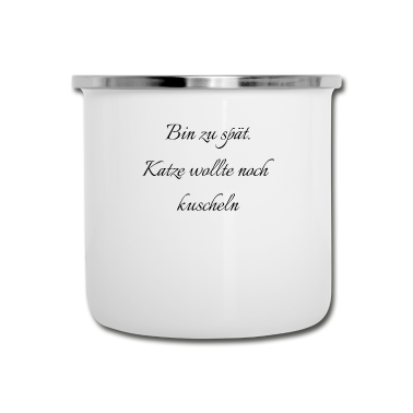 Katzen Emaille Tasse - katze - Katze wollte kuscheln