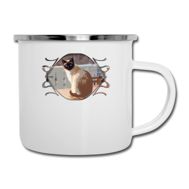 Katzen Emaille Tasse - Katze, Katzen, cat