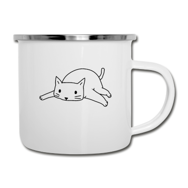 Katzen Emaille Tasse - Katze Katzen Kitten