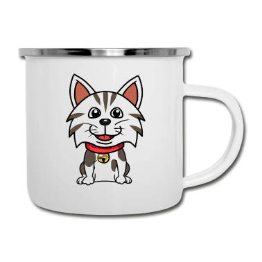 Katzen Emaille Tasse - Katze Katzen Tiere