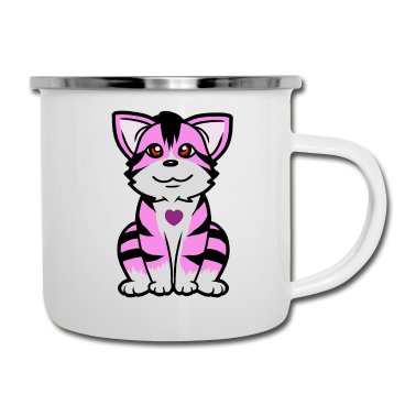 Katzen Emaille Tasse - Katze Katzen Haustiere