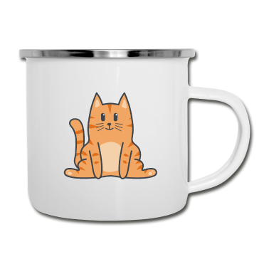Katzen Emaille Tasse - Katze Katzen Kitten