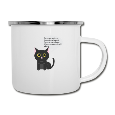 Katzen Emaille Tasse - Katze Katze Katze