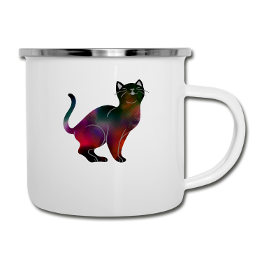 Katzen Emaille Tasse - Katze