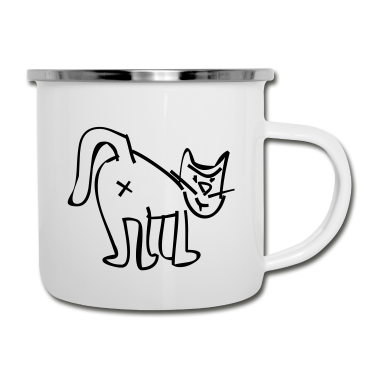 Katzen Emaille Tasse - Katze