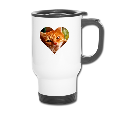 Katzen Thermobecher - Katzenherz Katze Tier Haustier Liebe Geschenk