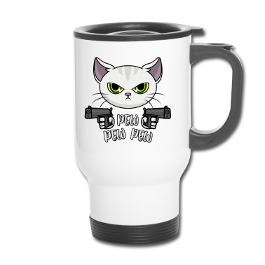 Katzen Thermobecher - Pew Pew Madafakas Pew Pew Pew Katze