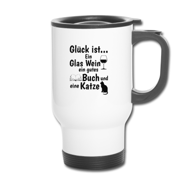 Katzen Thermobecher - Glück Wein Buch Katze Maine Coon Geschenk menkun