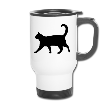 Katzen Thermobecher - Katze Silhouette Design schwarz Mieze Geschenkidee