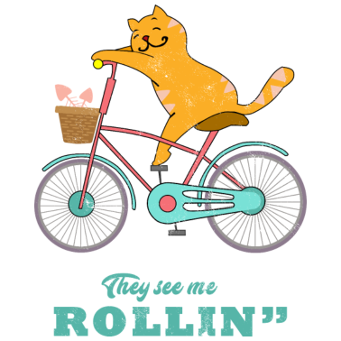 Motiv Katze Fahrrad Rollin