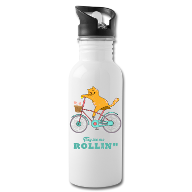 Katzen Trinkflasche - Katze Fahrrad Rollin