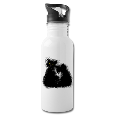 Katzen Trinkflasche - Katzen Katze Kitten Kater schwarz zottelig wild