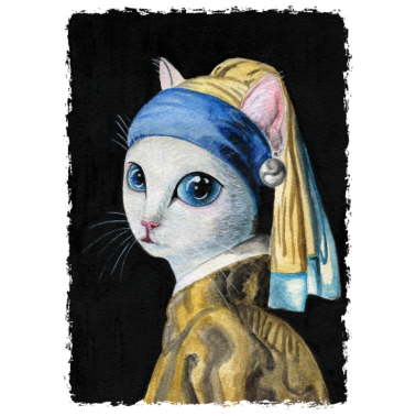 Motiv Katze mit Perlenohrring