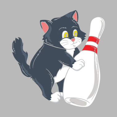 Motiv Süßes Kätzchen spielt mit Bowling Kegel Geschenk