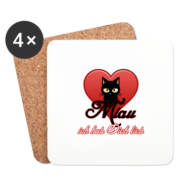 Katzen Untersetzer - Miau Liebe Katzen, Tiere, Fun, Geschenk Sprüche