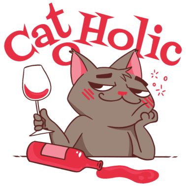 Motiv Cat O Holic Wein trinkende betrunkene Katze