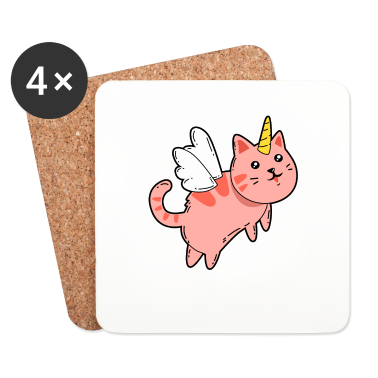 Katzen Untersetzer - Einhorn Katze Flügel