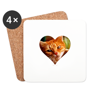Katzen Untersetzer - Katzenherz Katze Tier Haustier Liebe Geschenk