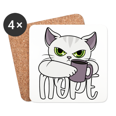 Katzen Untersetzer - Nope Katze Kaffee