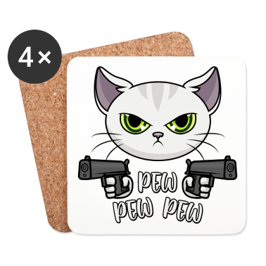 Katzen Untersetzer - Pew Pew Madafakas Pew Pew Pew Katze