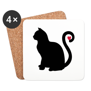 Katzen Untersetzer - katze schwarz herz