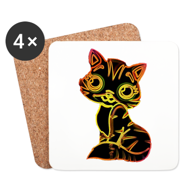 Katzen Untersetzer - Katze, Katzen, Neon-Katze