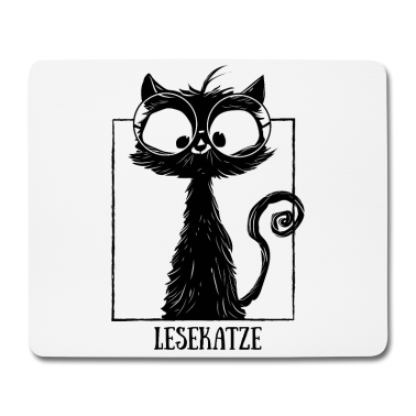 Katzen Mousepad - Lesekatze Lesen & Katze mit Brille Bücher Lesen
