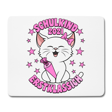 Katzen Mousepad - Schulkind 2021 Erstklassich Katze Einschulung