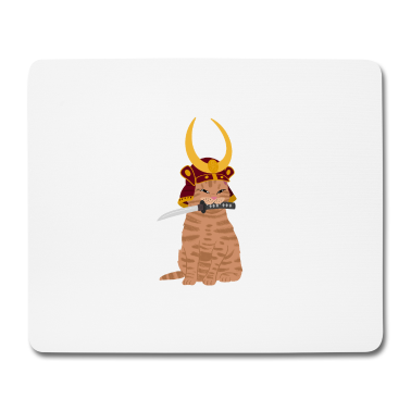 Katzen Mousepad - Samurai Katze Schwert Geschenk Japan Nerd Kater