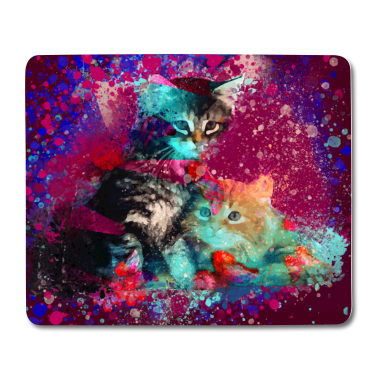 Katzen Mousepad - katzen, bunt, Malerei, aquarell,graffiti, kätzchen