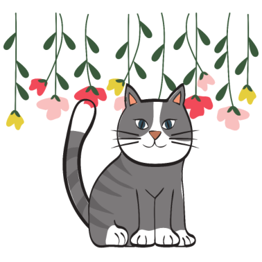 Motiv Süßes Kätzchen mit Blumen, Design Katzenliebhaber