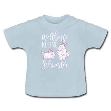Geschenk Geburt Baby T-Shirt - Weltbeste Kleine Schwester Einhorn rosa Geschwiste