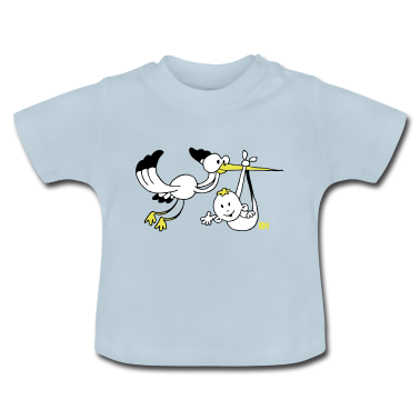 Geschenk Geburt Baby T-Shirt - Geburt. Der Storch bringt die Babys.