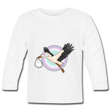 Geschenk Geburt Baby Langarmshirt - Storch Geburt Baby