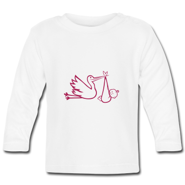 Geschenk Geburt Baby Langarmshirt - Storch bebe Geburt