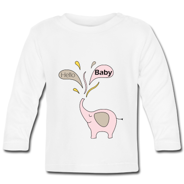 Geschenk Geburt Baby Langarmshirt - Elefant Geburt Rosa