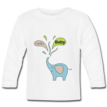 Geschenk Geburt Baby Langarmshirt - Elefant Geburt Blau