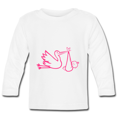 Geschenk Geburt Baby Langarmshirt - Storch Baby Geburt 212