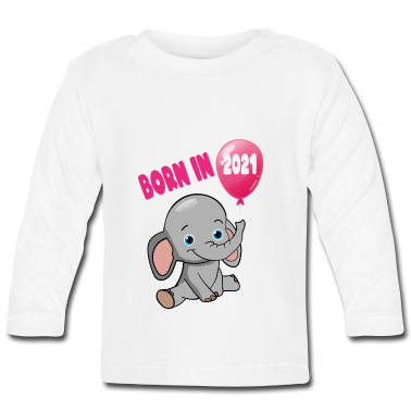 Geschenk Geburt Baby Langarmshirt - Geburt 2021 Geboren 2021 Geschenkidee zur Geburt