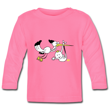 Geschenk Geburt Baby Langarmshirt - Geburt. Der Storch bringt die Babys.