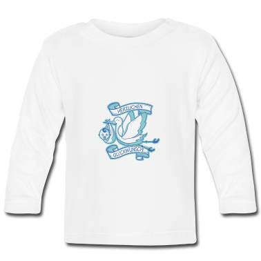 Geschenk Geburt Baby Langarmshirt - Storch Baby Geburt