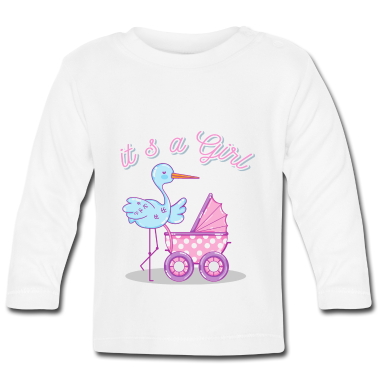 Geschenk Geburt Baby Langarmshirt - Tshirt Geburt, ist es ein Mädchen
