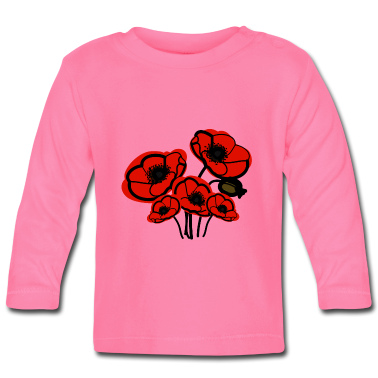 Geschenk Geburt Baby Langarmshirt - August Geburt Blume Mohn