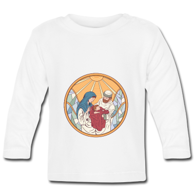 Geschenk Geburt Baby Langarmshirt - Jesus Geburt Maria und Josef