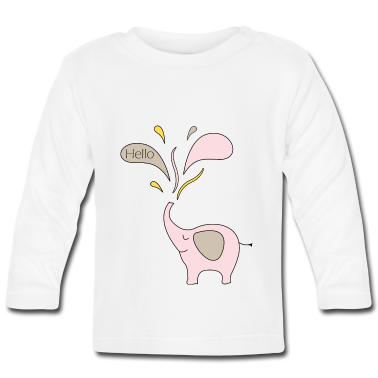 Geschenk Geburt Baby Langarmshirt - Elefant Geburt Rosa Personalisiert