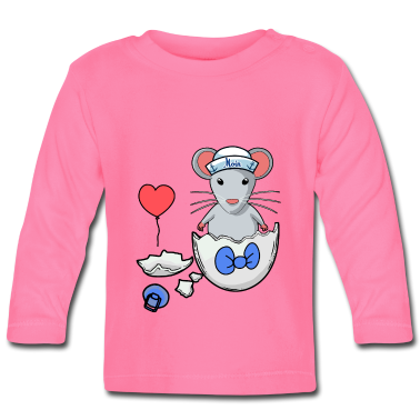 Geschenk Geburt Baby Langarmshirt - Mäuschen Baby Eierschale Geburt Schwangerschaft