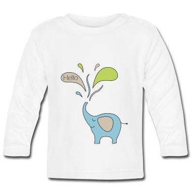 Geschenk Geburt Baby Langarmshirt - Elefant Geburt Blau Personalisiert