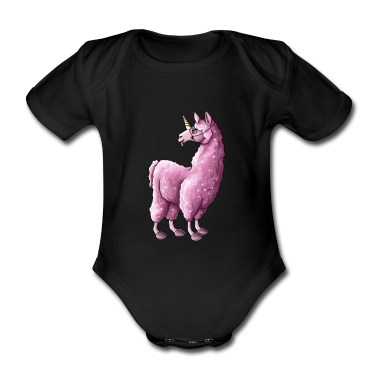 Geschenk Geburt Baby Body - Pinkes Lama llama Einhorn Illustration